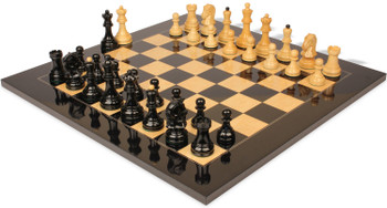 Image of ID 1377679242 Dubrovnik Series Chess Set Ebony & Boxwood Pieces with Black & Ash Burl Board - 39" King