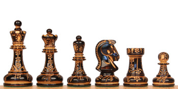 Image of ID 1377679256 Dubrovnik Series Chess Set Burnt Boxwood Pieces with The Queen's Gambit Chess Board- 39" King