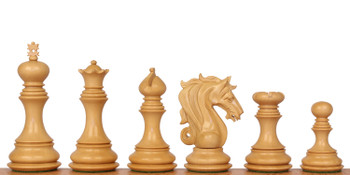 Image of ID 1377679273 Tencendur Staunton Chess Set Ebony & Boxwood Pieces with Black Ash Burl Board- 44" King