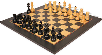 Image of ID 1377679285 Dubrovnik Series Chess Set Ebony & Boxwood Pieces with The Queen's Gambit Board - 39" King
