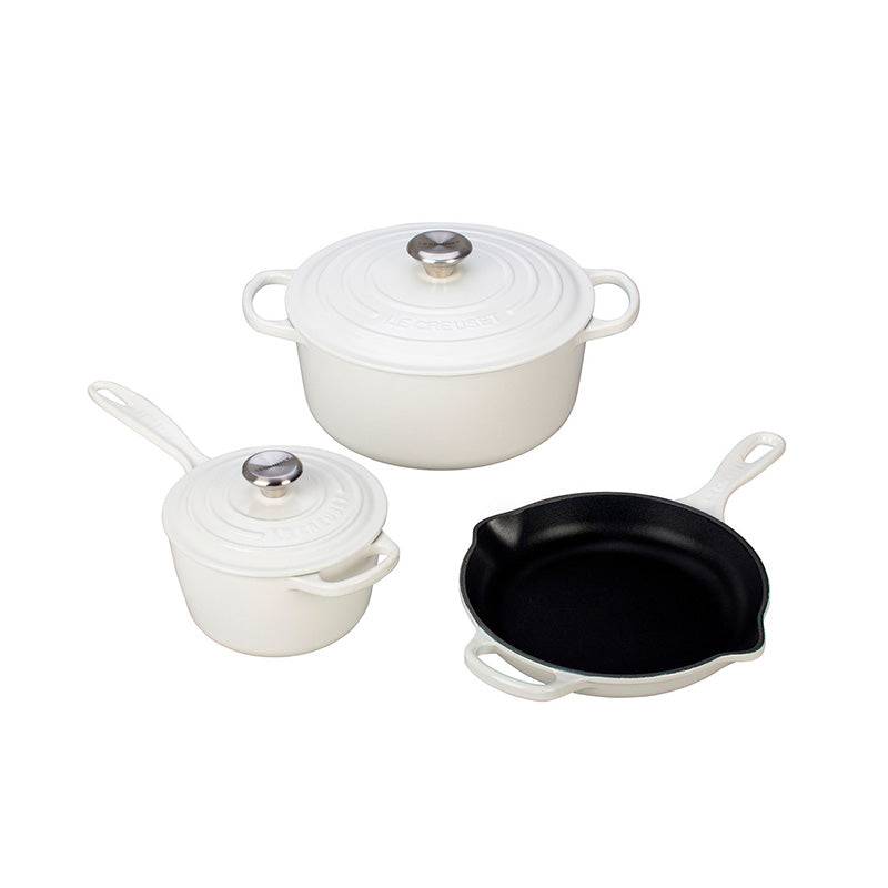 Image of ID 1379679761 Le Creuset Signature Enameled Cast Iron 5-Piece Cookware Set White