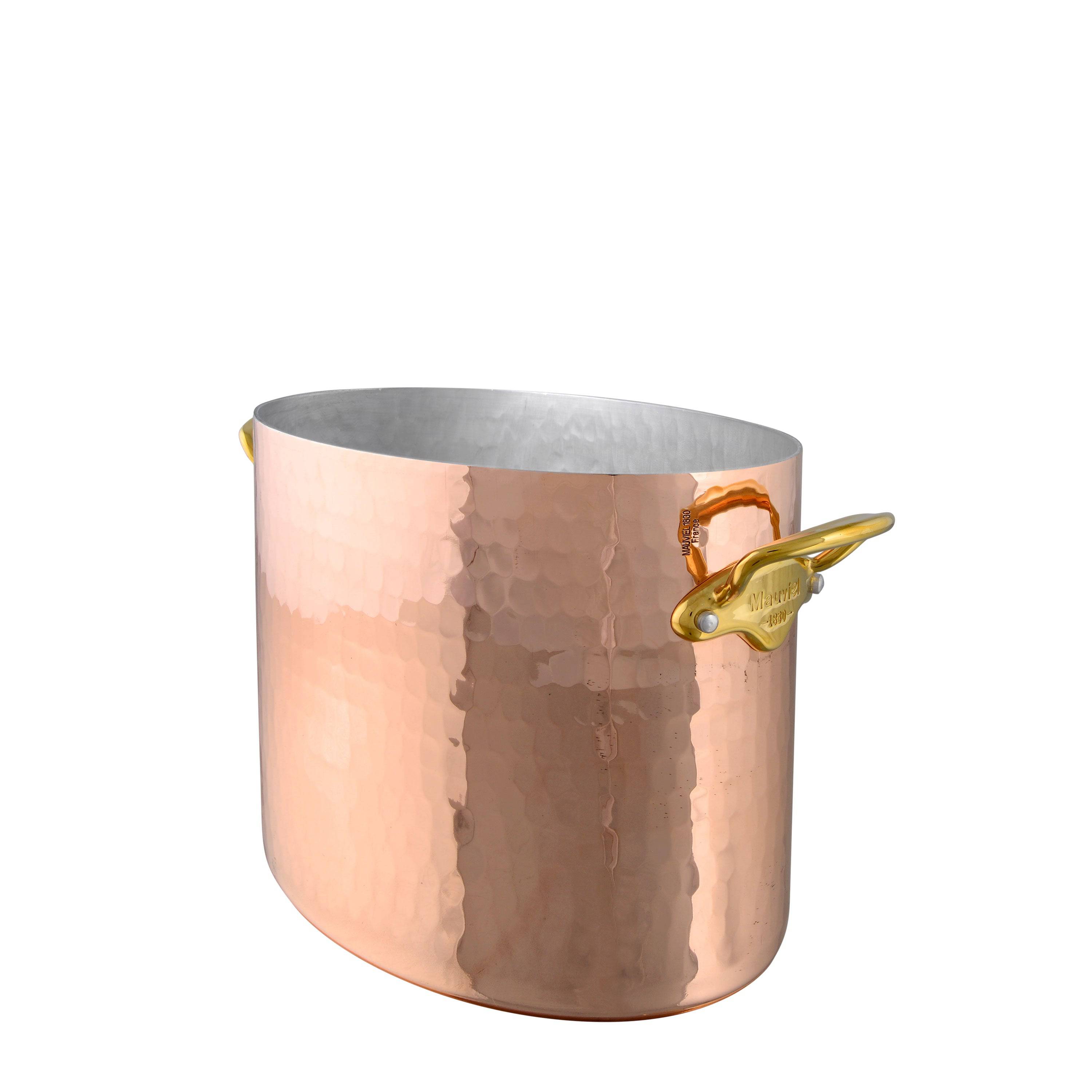 Image of ID 1379680723 Mauviel M'30 Oval Champagne Bucket Hammered Copper & Brass Handles