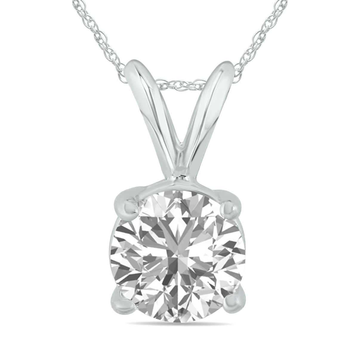 Image of IGI Certified Lab Grown 1 1/10 Carat Diamond Solitaire Pendant in 14K White Gold (J Color SI1 Clarity)