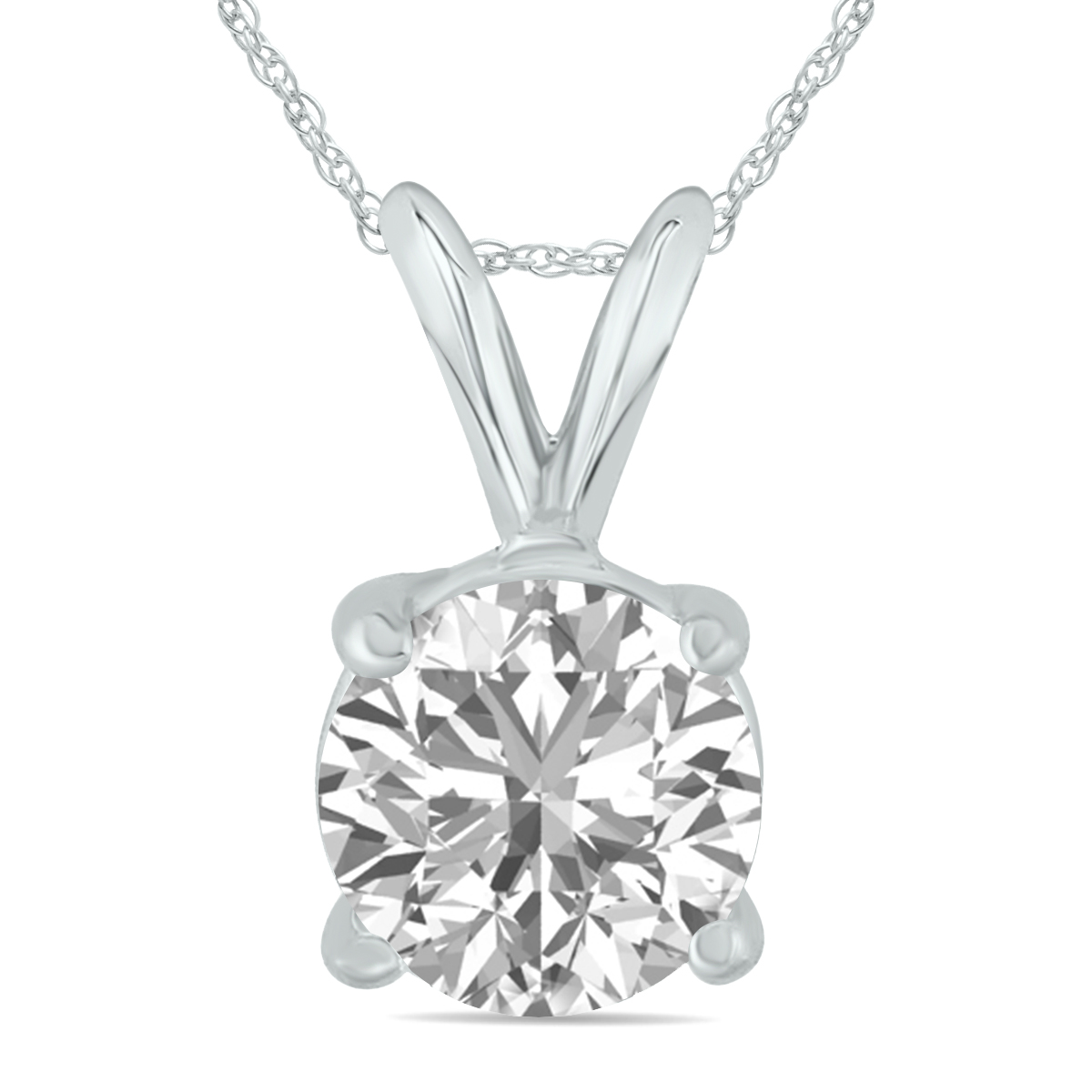 Image of IGI Certified Lab Grown 1 1/4 Carat Diamond Solitaire Pendant in 14K White Gold (I Color SI1 Clarity)