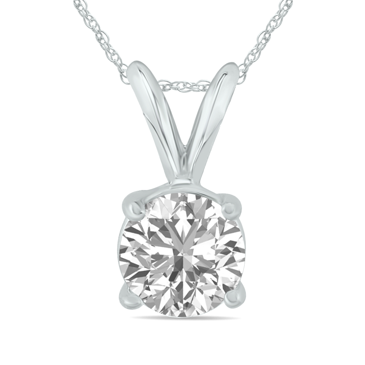 Image of IGI Certified Lab Grown 1 Carat Diamond Solitaire Pendant in 14K White Gold (I Color SI1 Clarity)