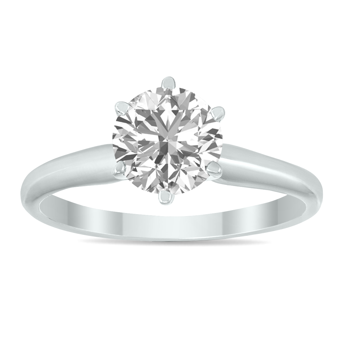Image of IGI Certified Lab Grown 1 Carat Diamond Solitaire Ring in 14K White Gold (I Color SI1 Clarity)