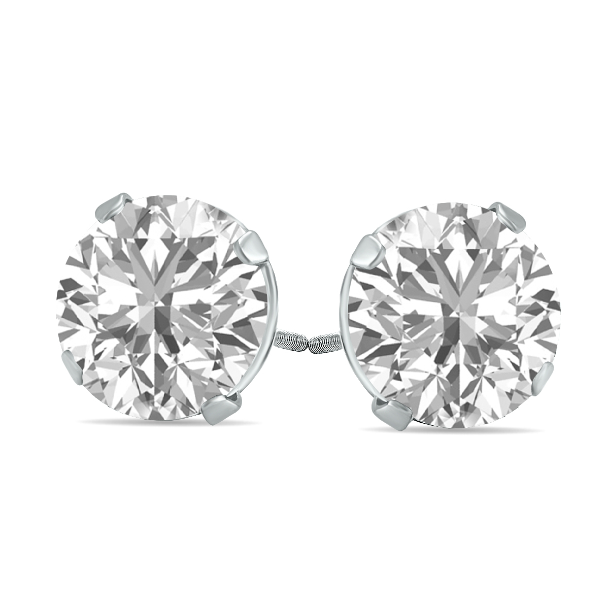 Image of IGI Certified Lab Grown 2 1/4 Carat Total Weight Diamond Solitaire Earrings in 14K White Gold (J Color SI2 Clarity)