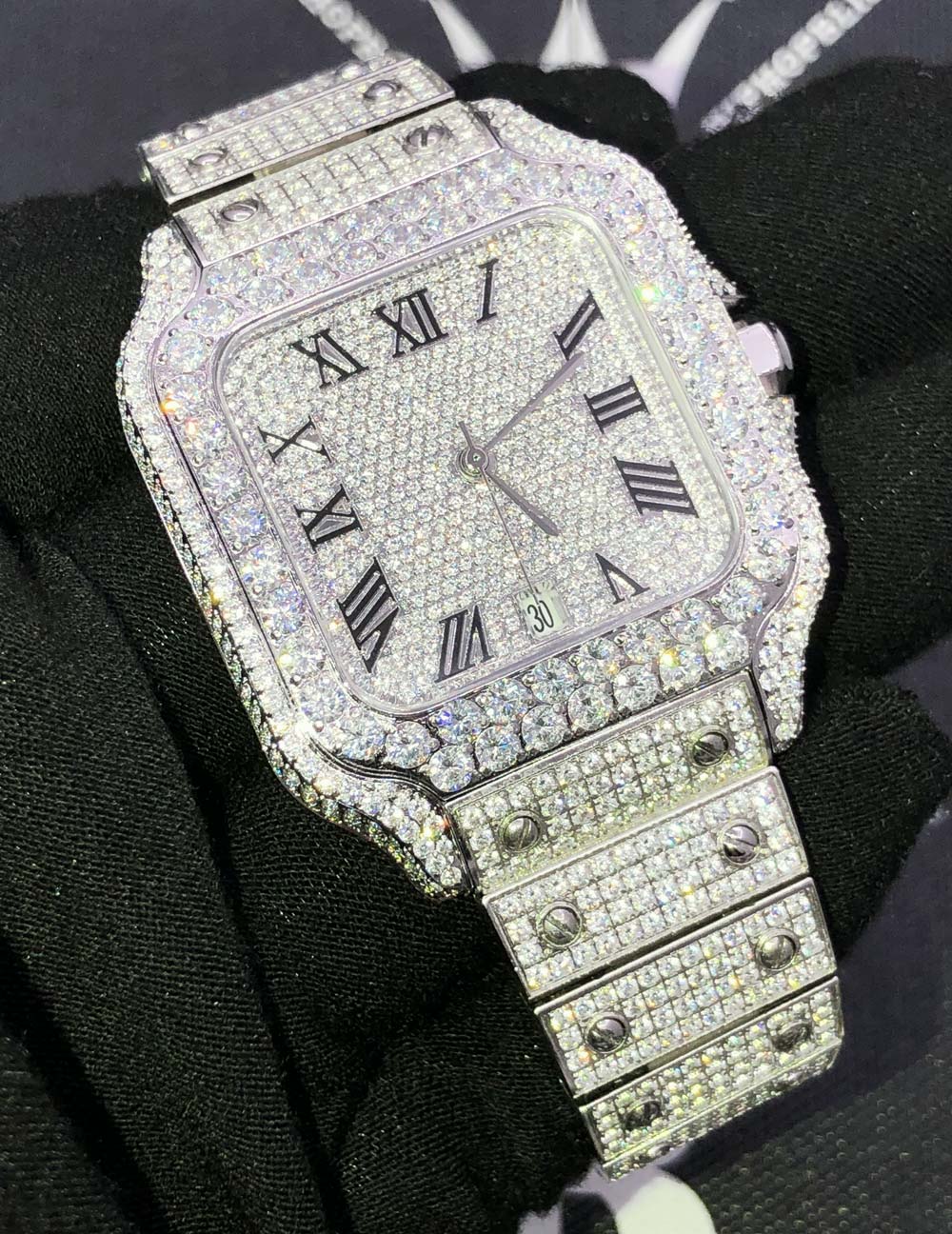 Image of Iced Out Baller Square CZ Steel Bust Down Watch ID 38195736117441