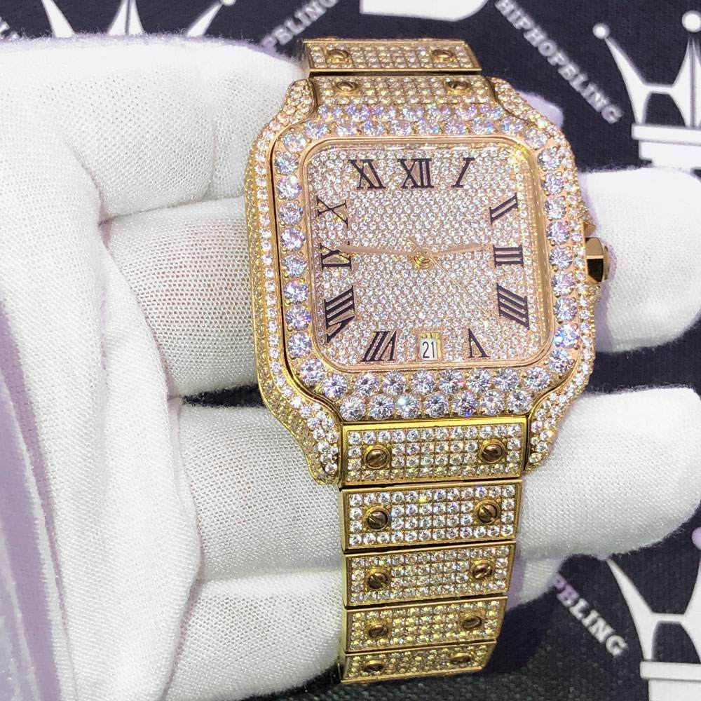 Image of Iced Out Baller Square CZ Steel Bust Down Watch ID 47696161276097