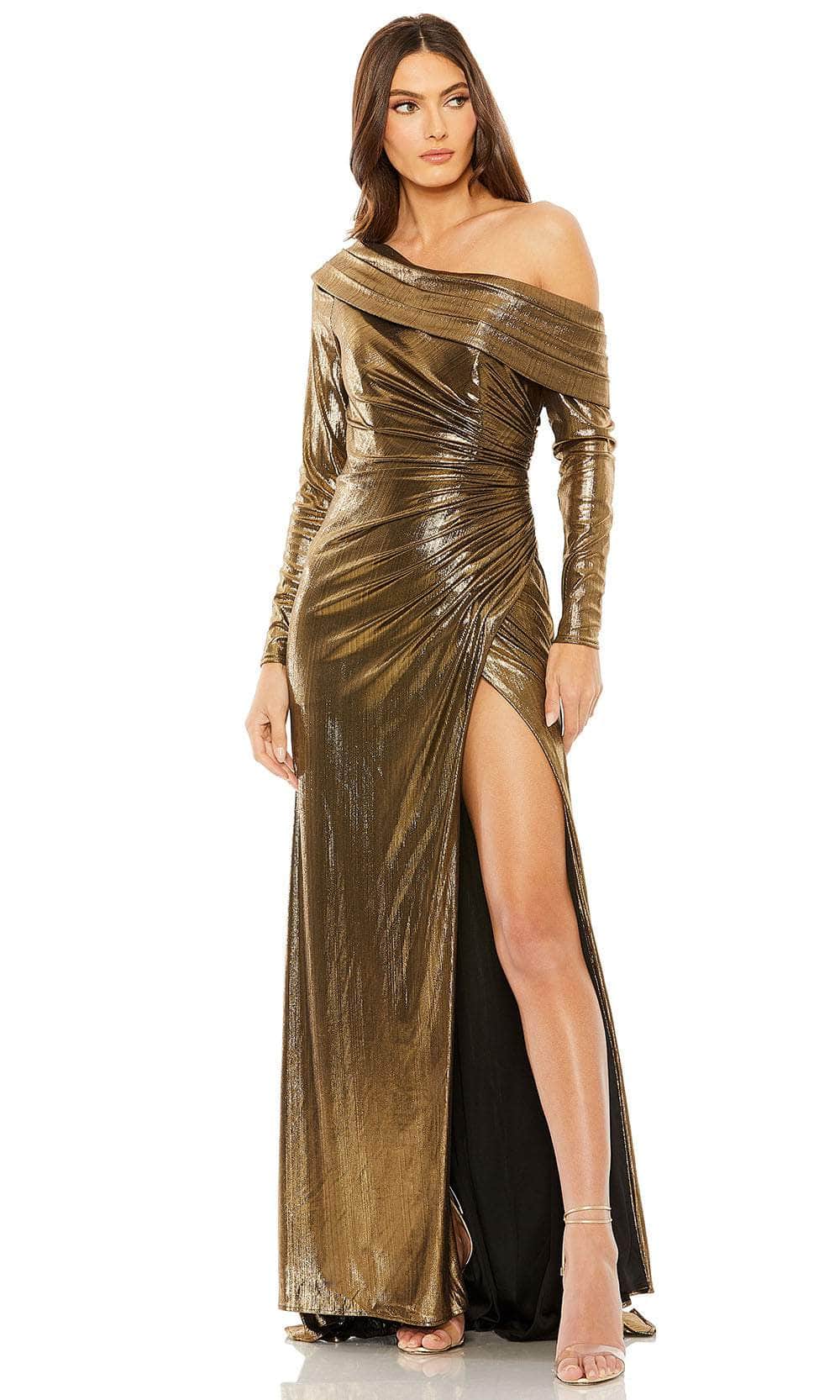 Image of Ieena Duggal 27175 - Metallic Long Sleeve Evening Gown