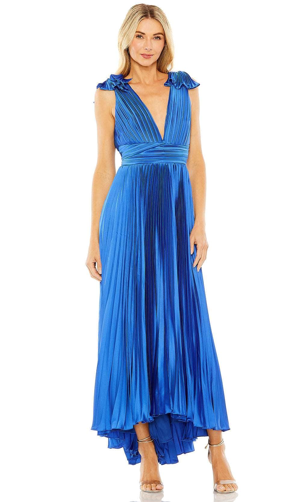 Image of Ieena Duggal 49734 - V-Neck Pleated High Low Prom Gown