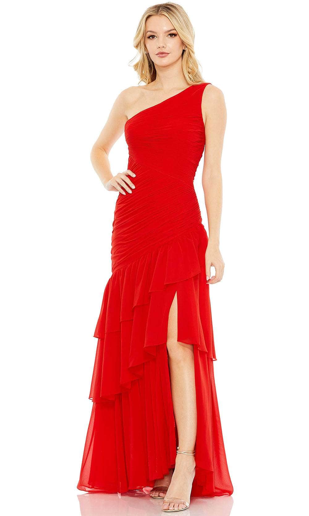 Image of Ieena Duggal 55908 - One-Sleeve Ruffled Asymmetrical Hem Prom Dress