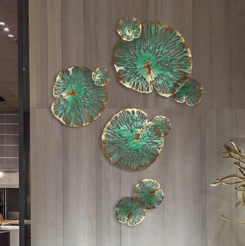 Image of Iron Art Lotus Leaf Metal Decorative Plates Decoration Creative Home Sofa Background Wall Interior Soft plate