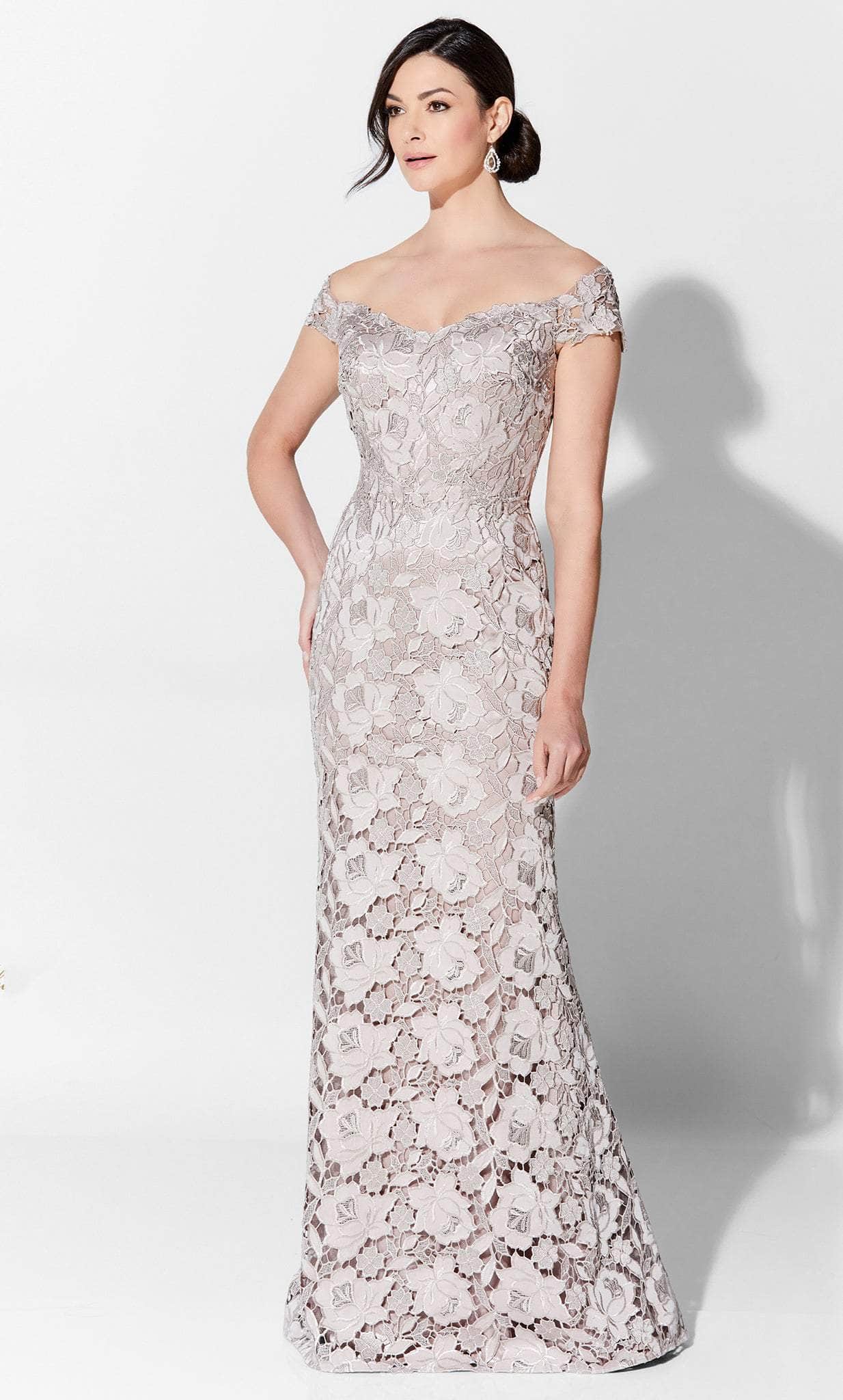 Image of Ivonne D 122D65W - Trumpet-Fitting Floral Laced Gown