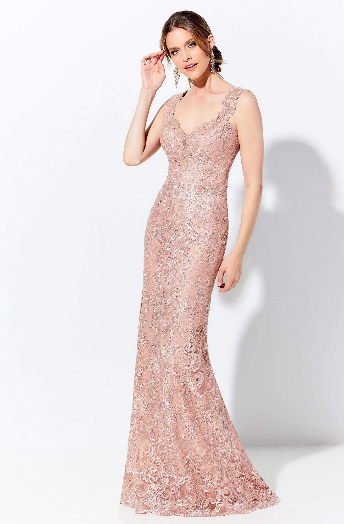 Image of Ivonne D by Mon Cheri - 120D01 Lace Embroidered V-Neck Dress
