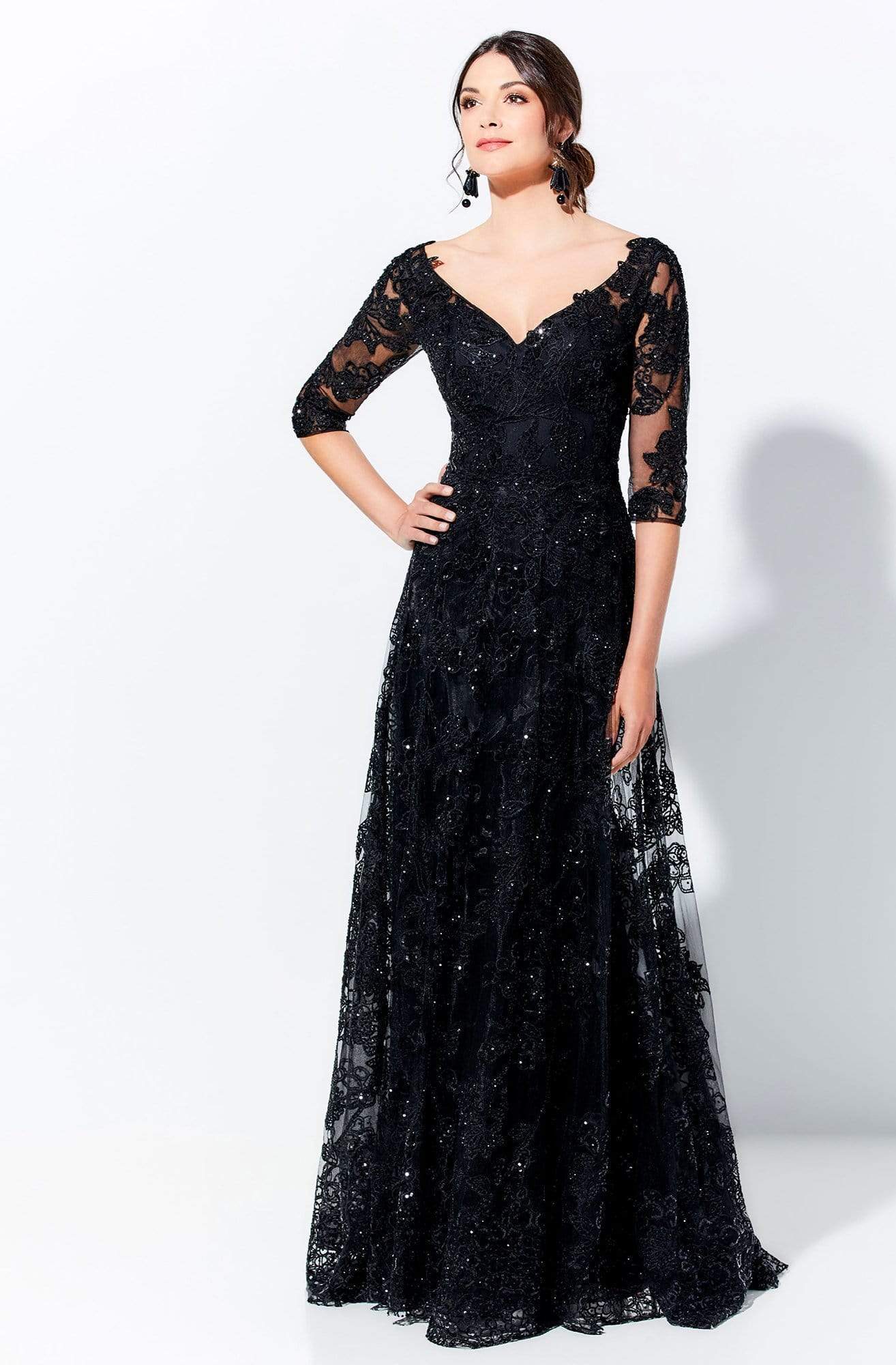 Image of Ivonne D by Mon Cheri - 120D02 Lace V-Neck Mother of the Bride Gown