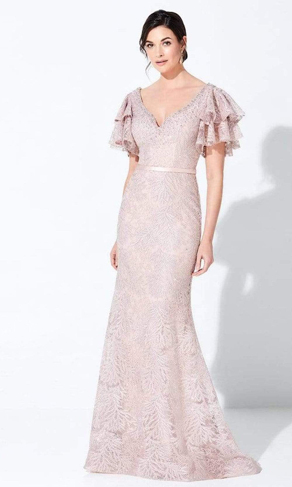 Image of Ivonne D by Mon Cheri - 220D21 Ruffled Bell Sleeve Embroidered Gown