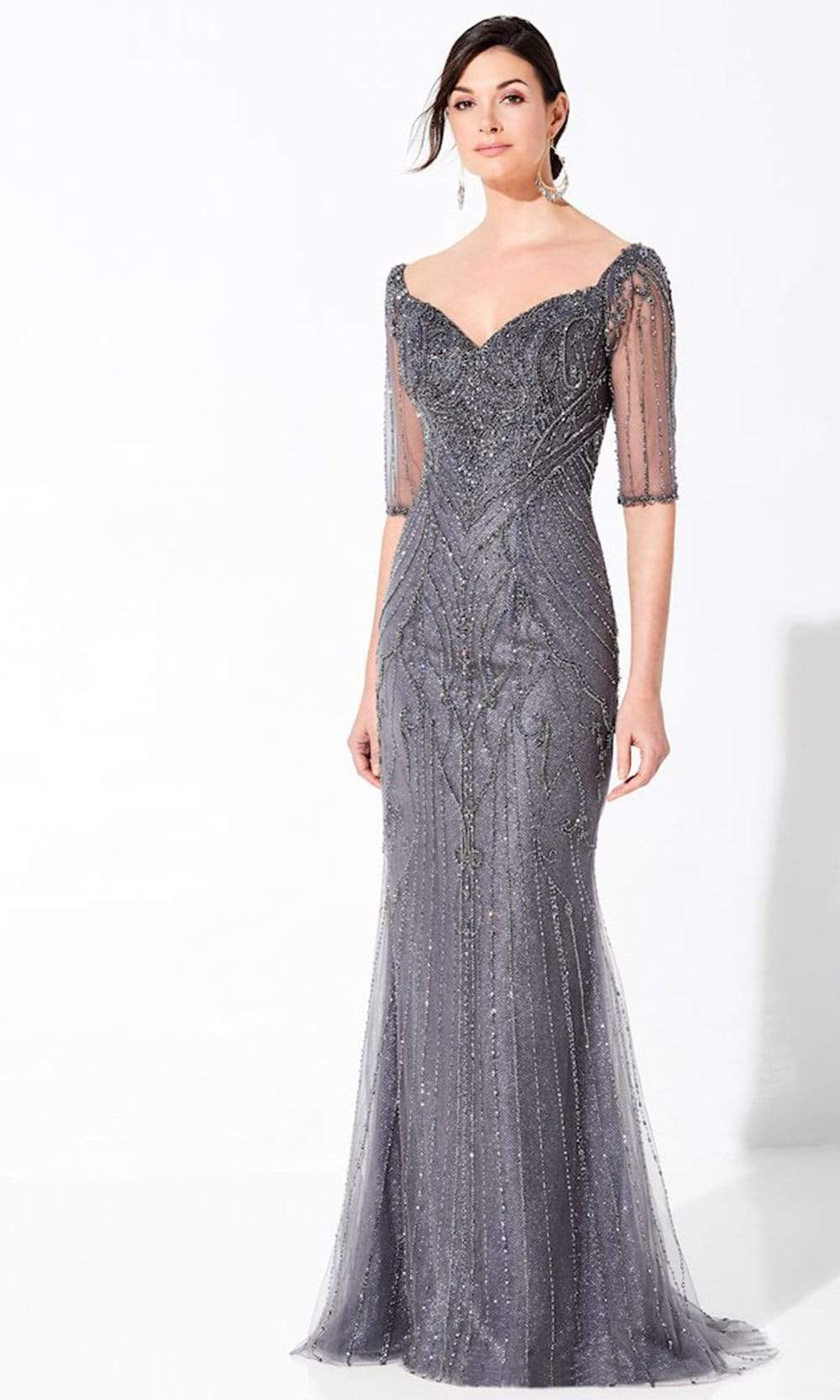 Image of Ivonne D by Mon Cheri - 220D32 Metallic Sheath Gown