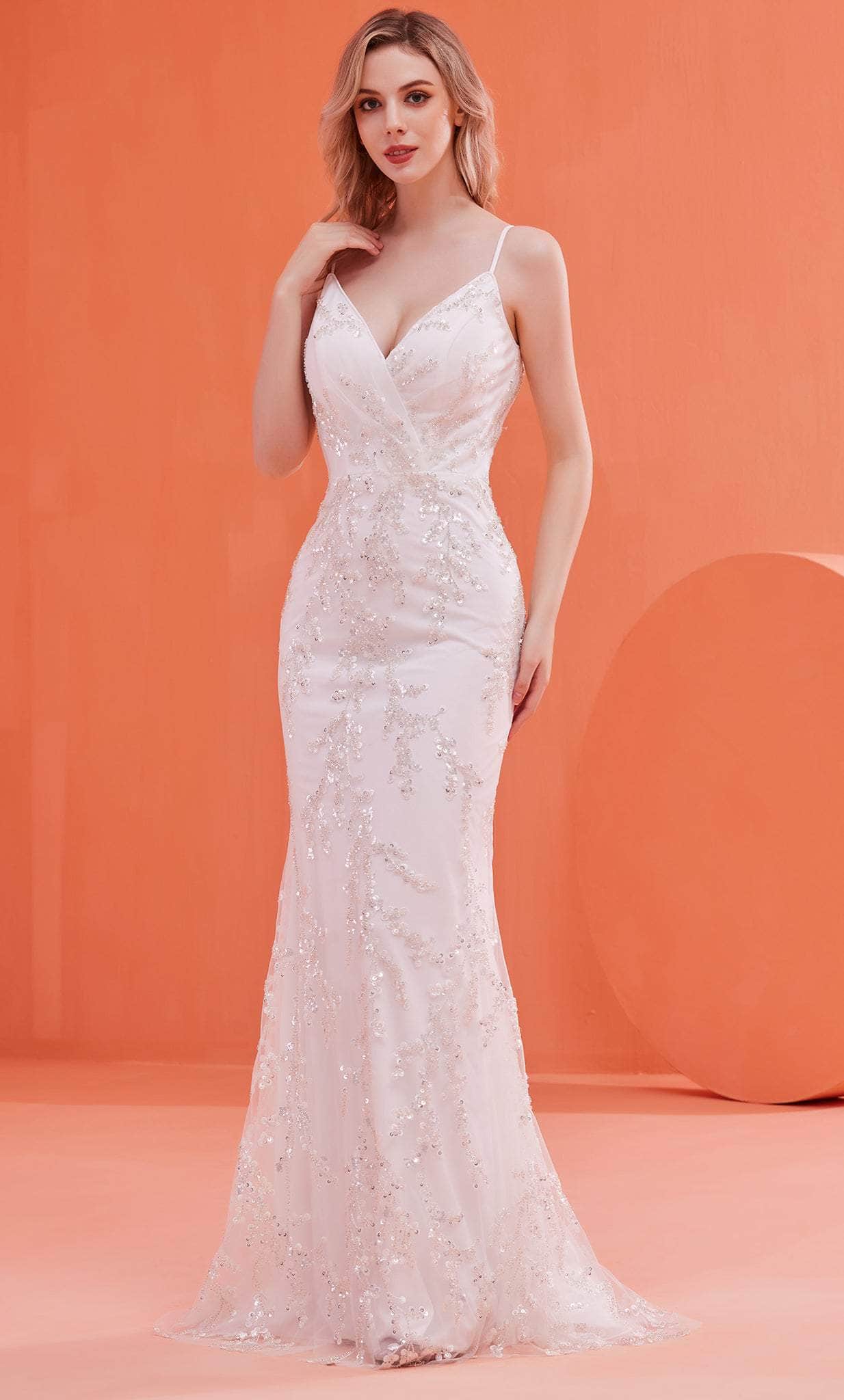 Image of J'Adore Dresses J22013 - Spaghetti Strap Beaded Prom Gown