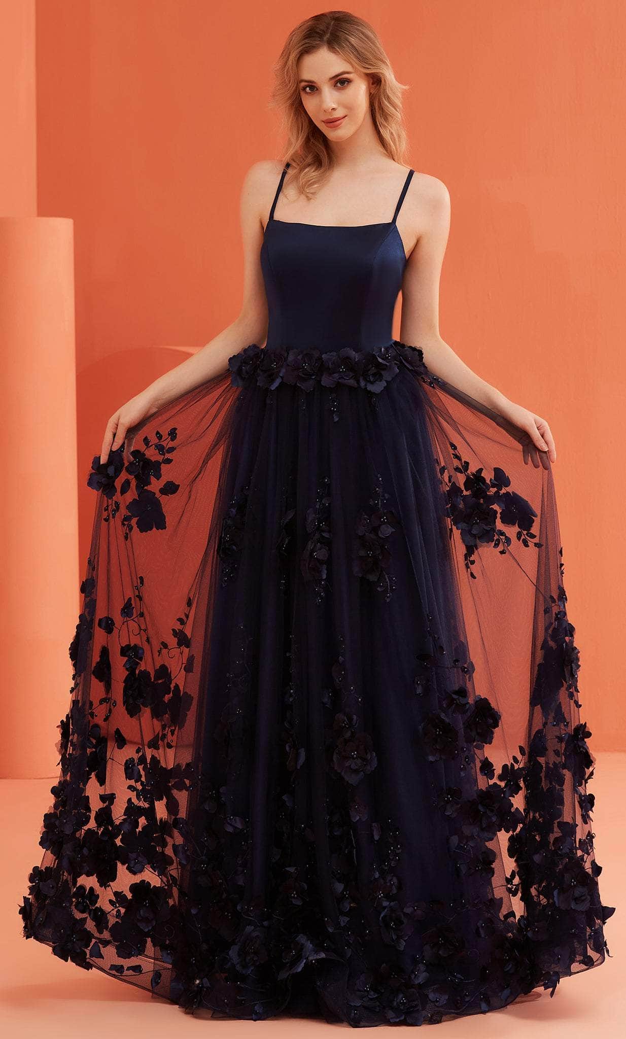 Image of J'Adore Dresses J22039 - Floral Embellished Skirt A-line Dress