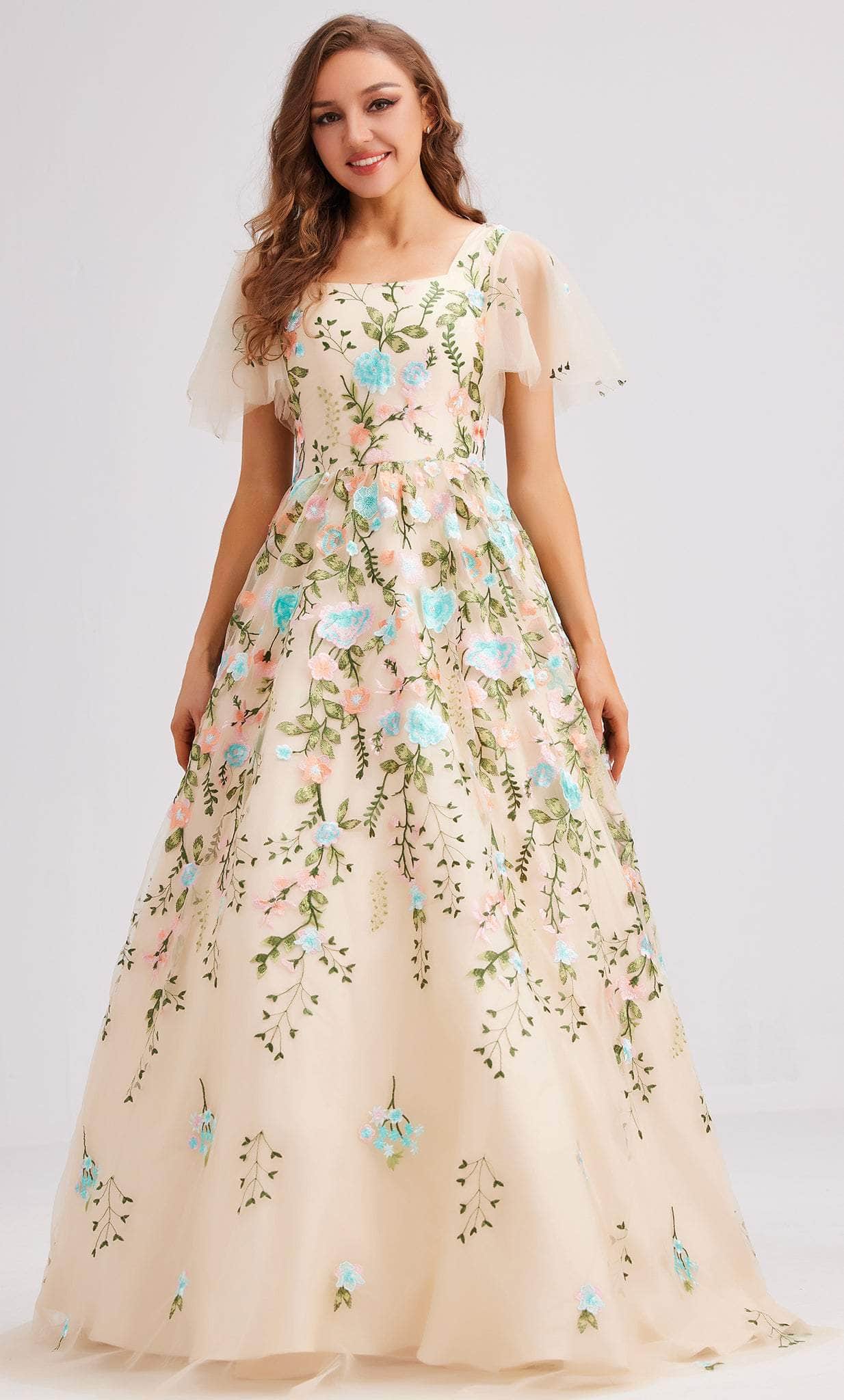Image of J'Adore Dresses J23016 - Floral Embroidered Evening Dress