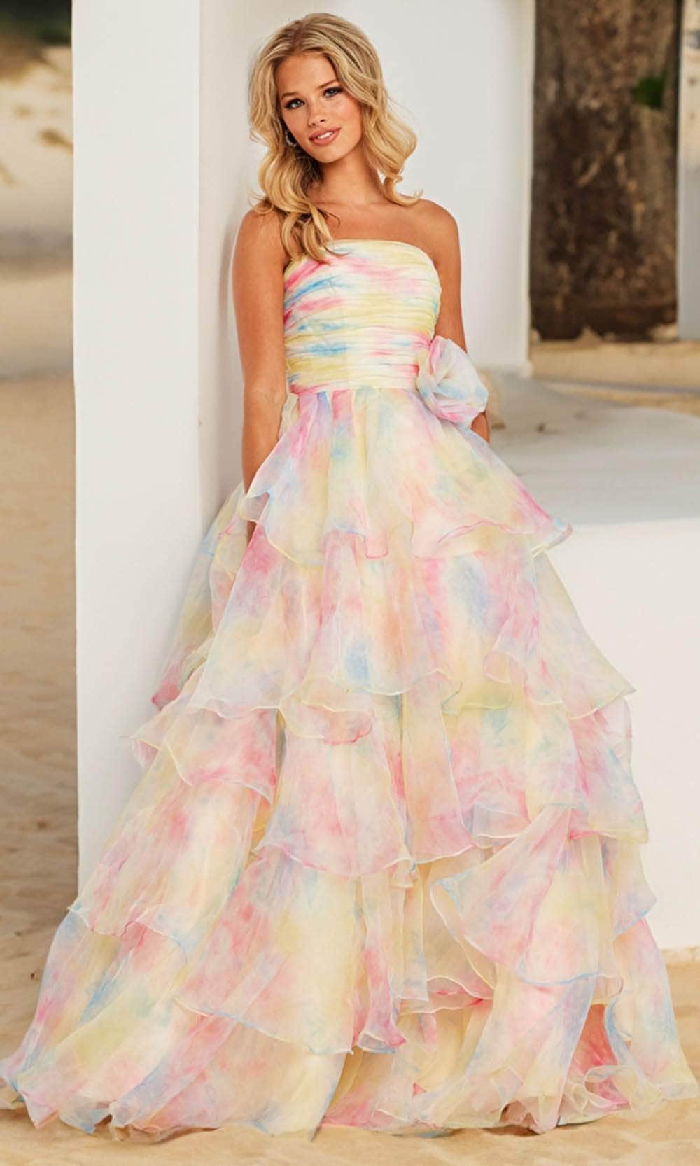 Image of JVN by Jovani JVN37456 - Strapless Floral Accented Ballgown