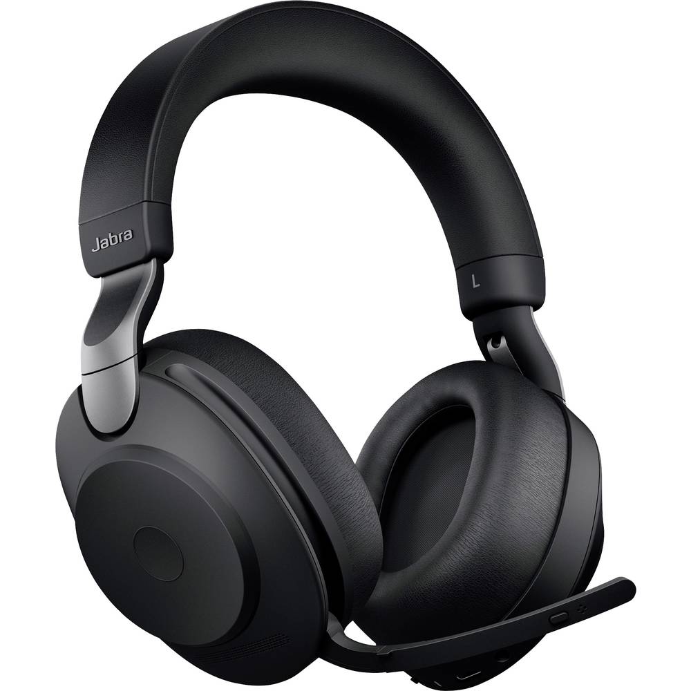 Image of Jabra Evolve2 85 UC Phone Over-ear headset BluetoothÂ® (1075101) Corded (1075100) Stereo Black Microphone noise