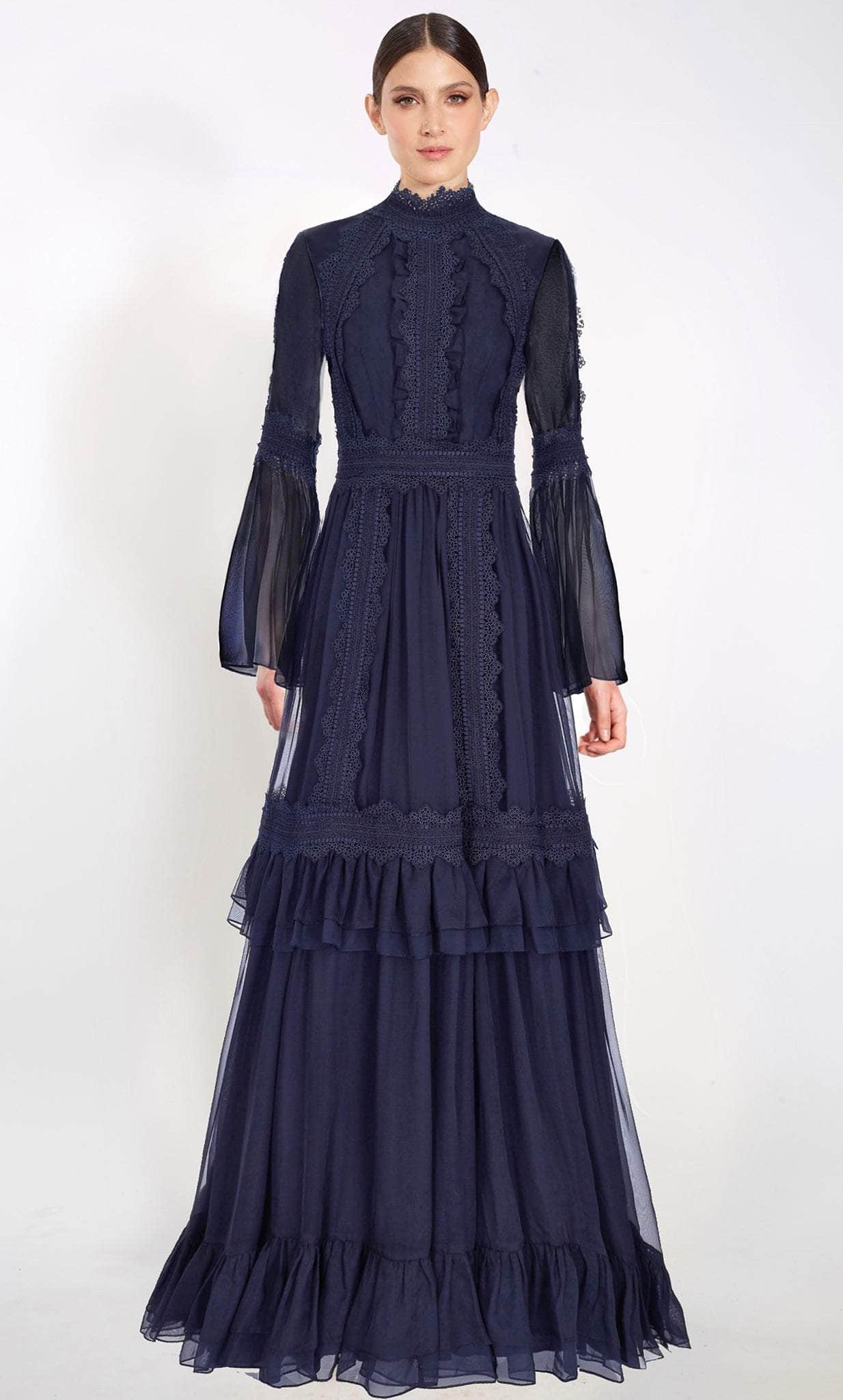 Image of Janique 22102 - Bell Sleeve Lace Evening Gown