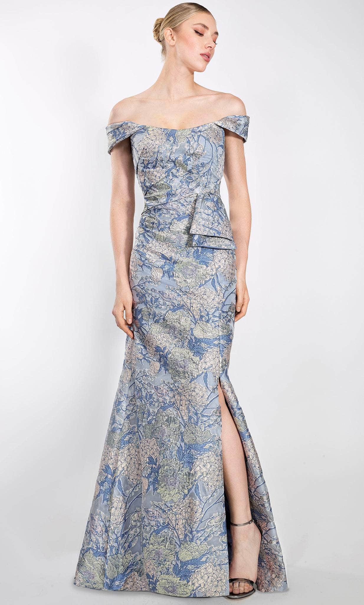 Image of Janique 920 - Bow Ornate Floral Evening Gown