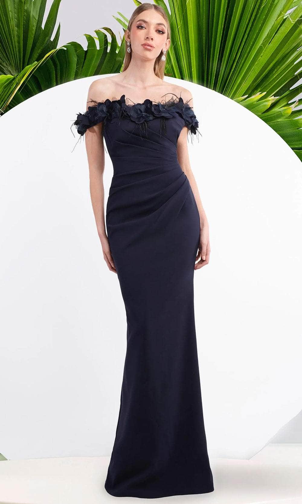 Image of Janique W3016 - Floral Off Shoulder Long Dress