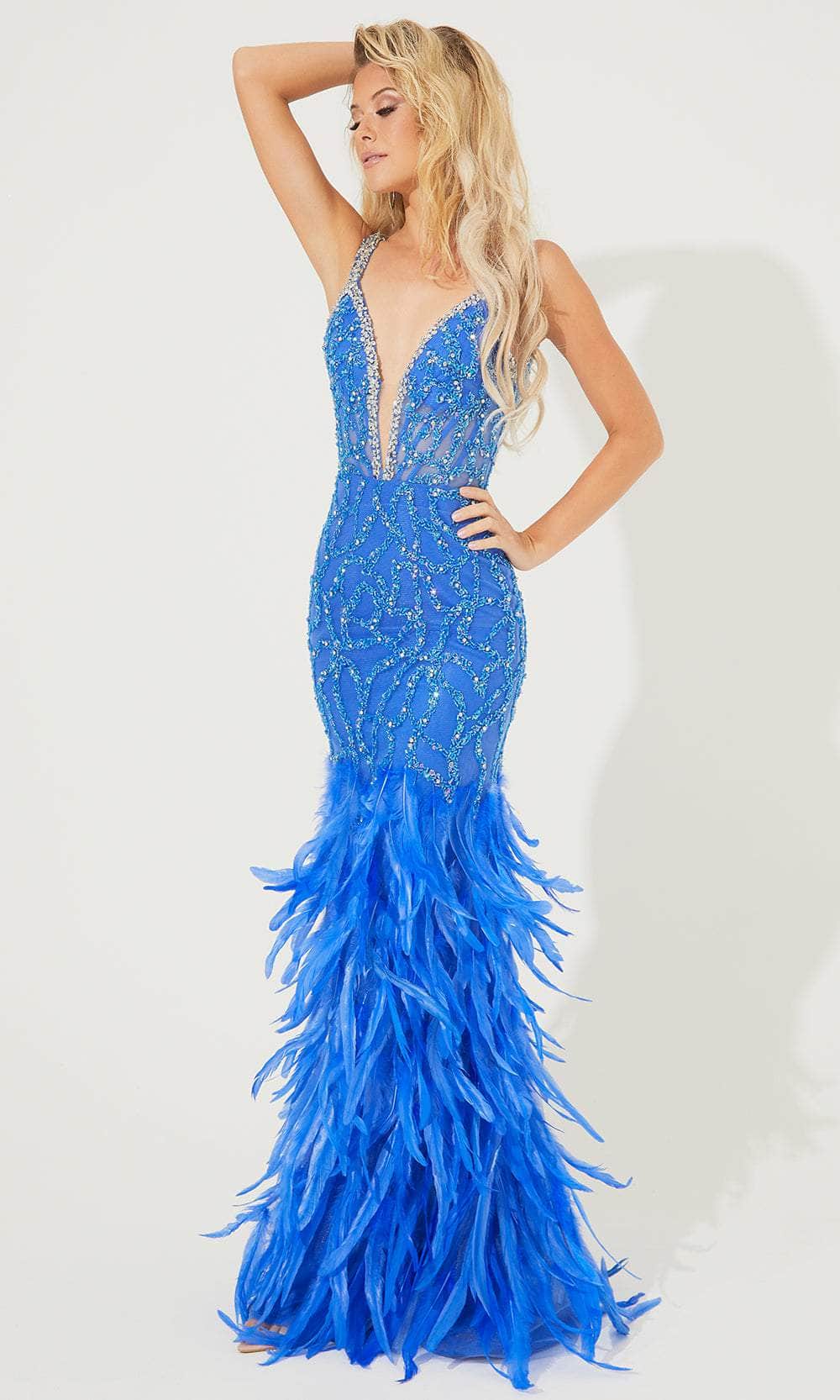 Image of Jasz Couture 7514 - Feather Sheath Prom Dress
