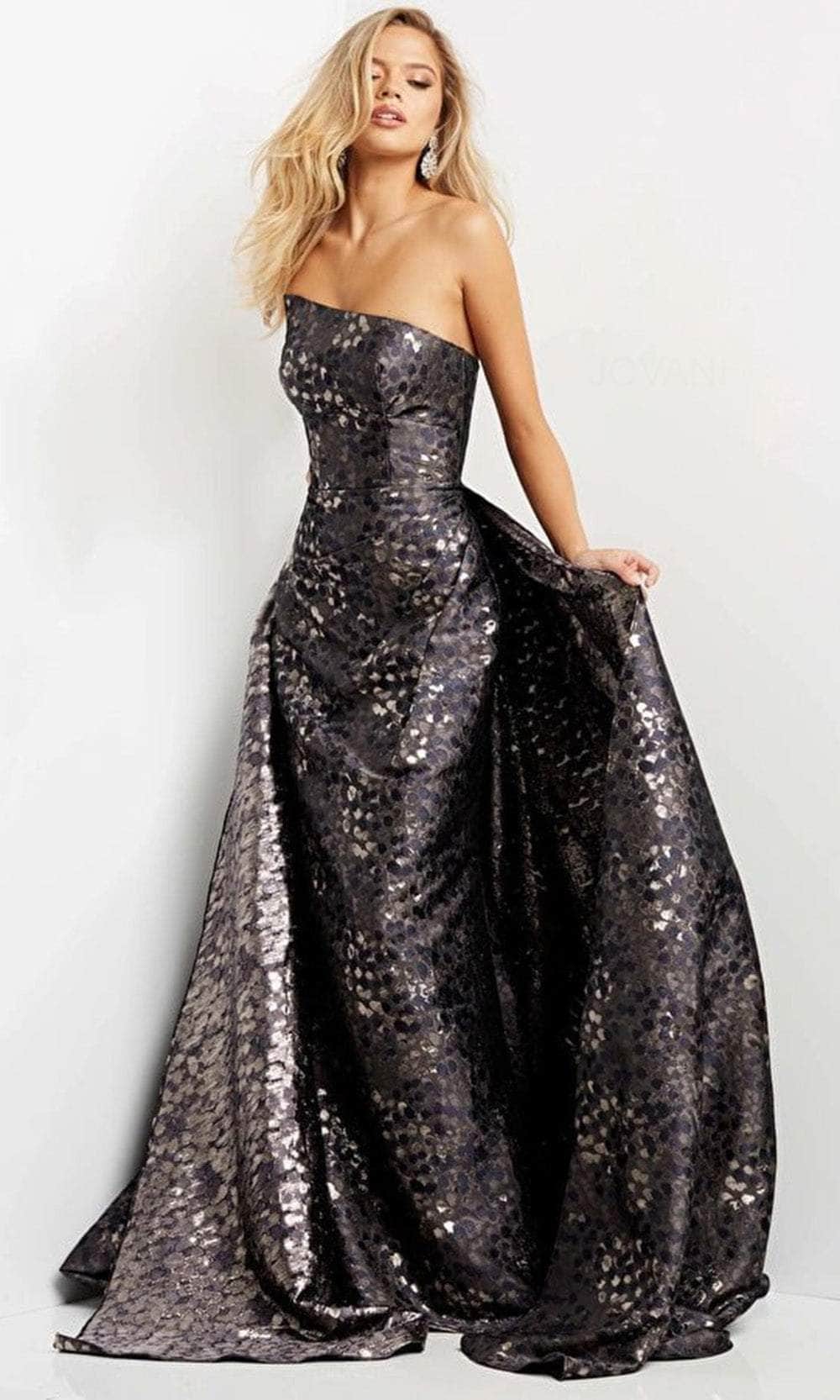 Image of Jovani 06255 - Strapless Straight Across Neck Evening Gown