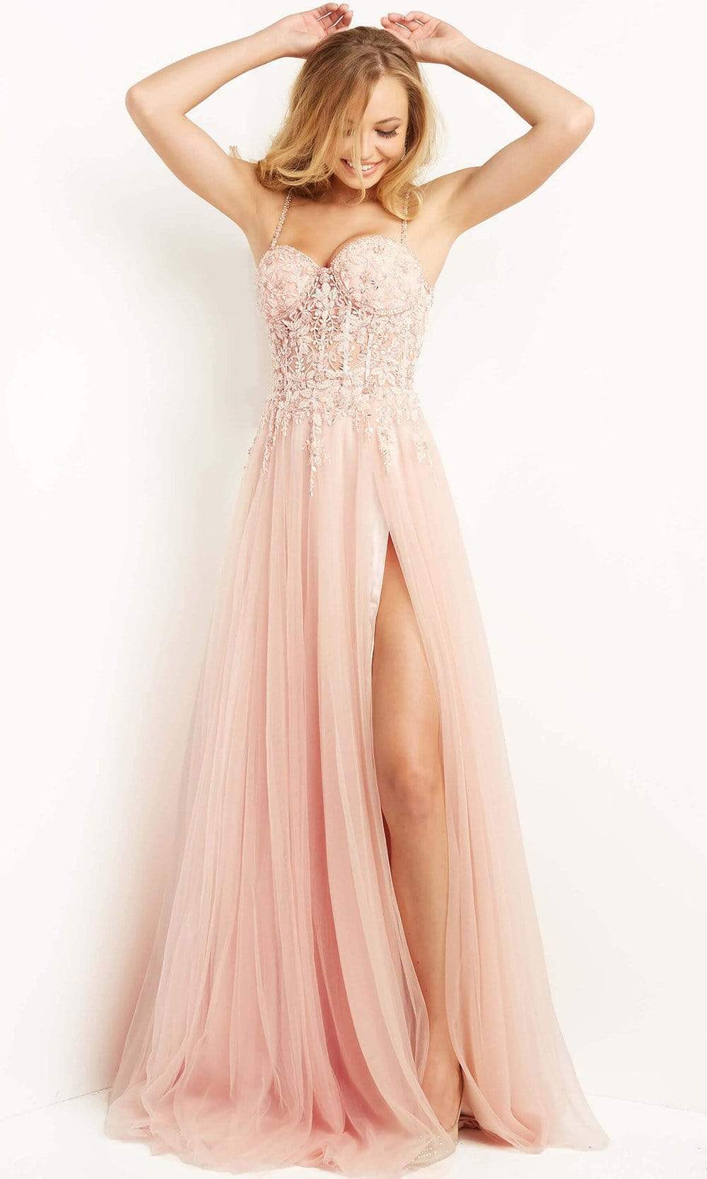 Image of Jovani - 07259 Embellished Corset Tulle Gown