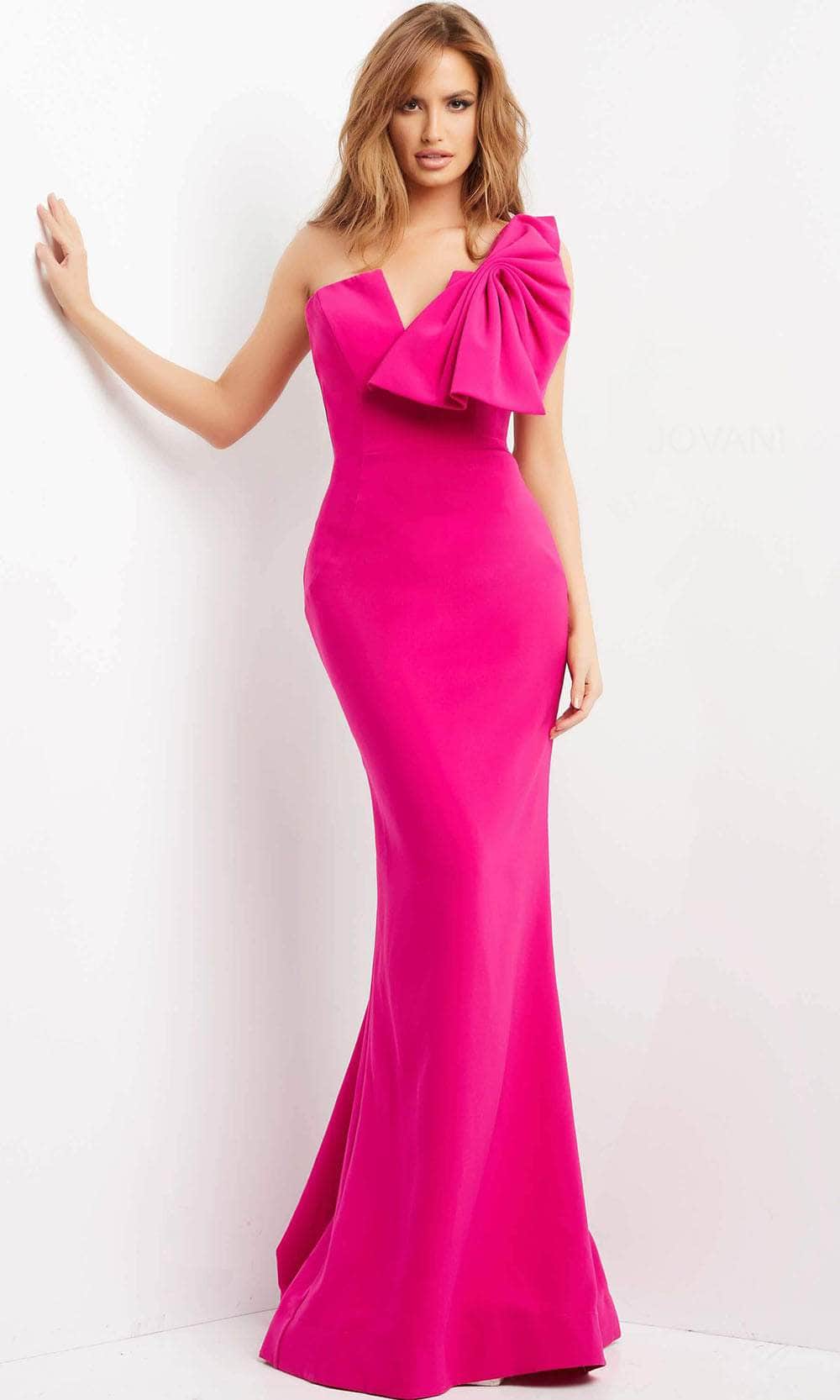 Image of Jovani 07306 - Bow Accented Mermaid Evening Dress
