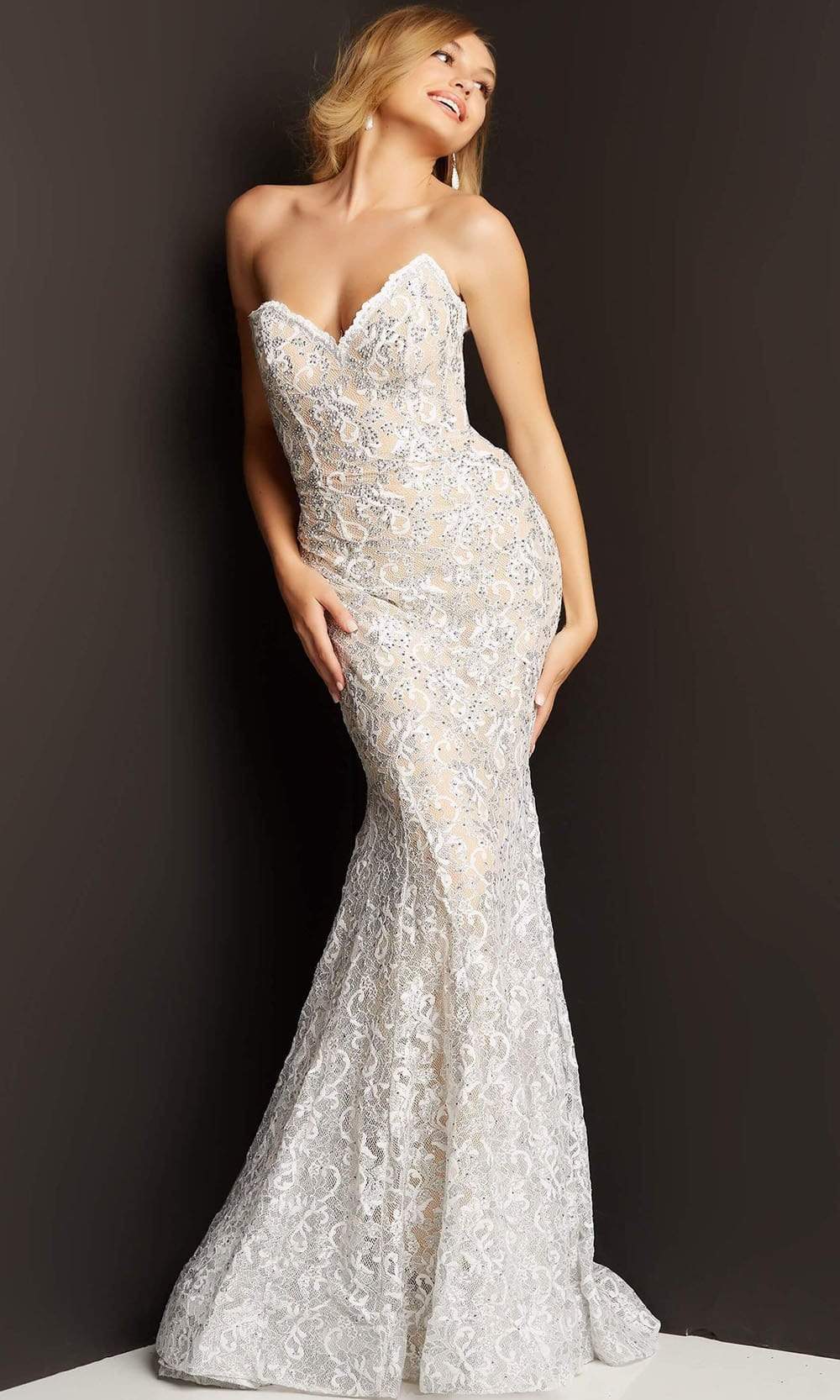 Image of Jovani - 08215 Strapless Lace Mermaid Gown