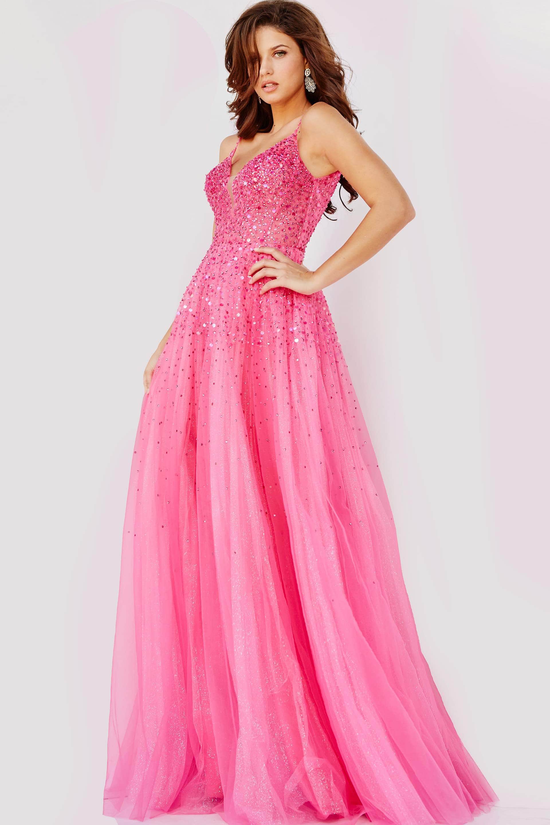 Image of Jovani - 08408 Glitter Embellished Prom Dress