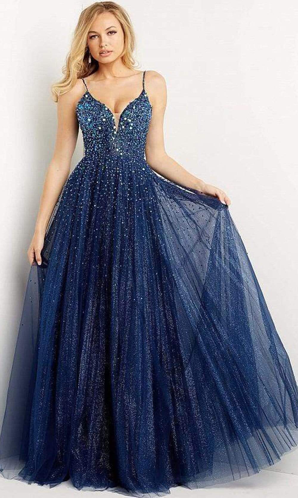 Image of Jovani - 08408 Midnight Glittery Prom Gown