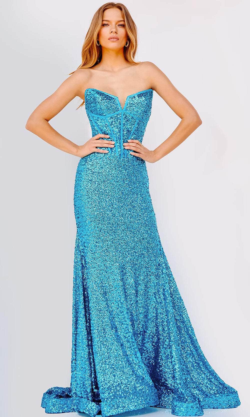 Image of Jovani 23077 - Strapless Sequin Mermaid Prom Gown
