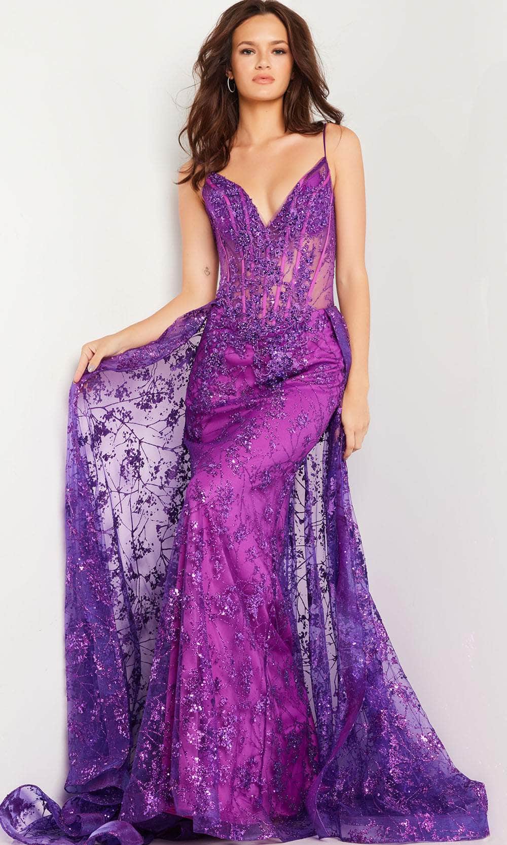 Image of Jovani 23530 - Embellished Overskirt Prom Dress