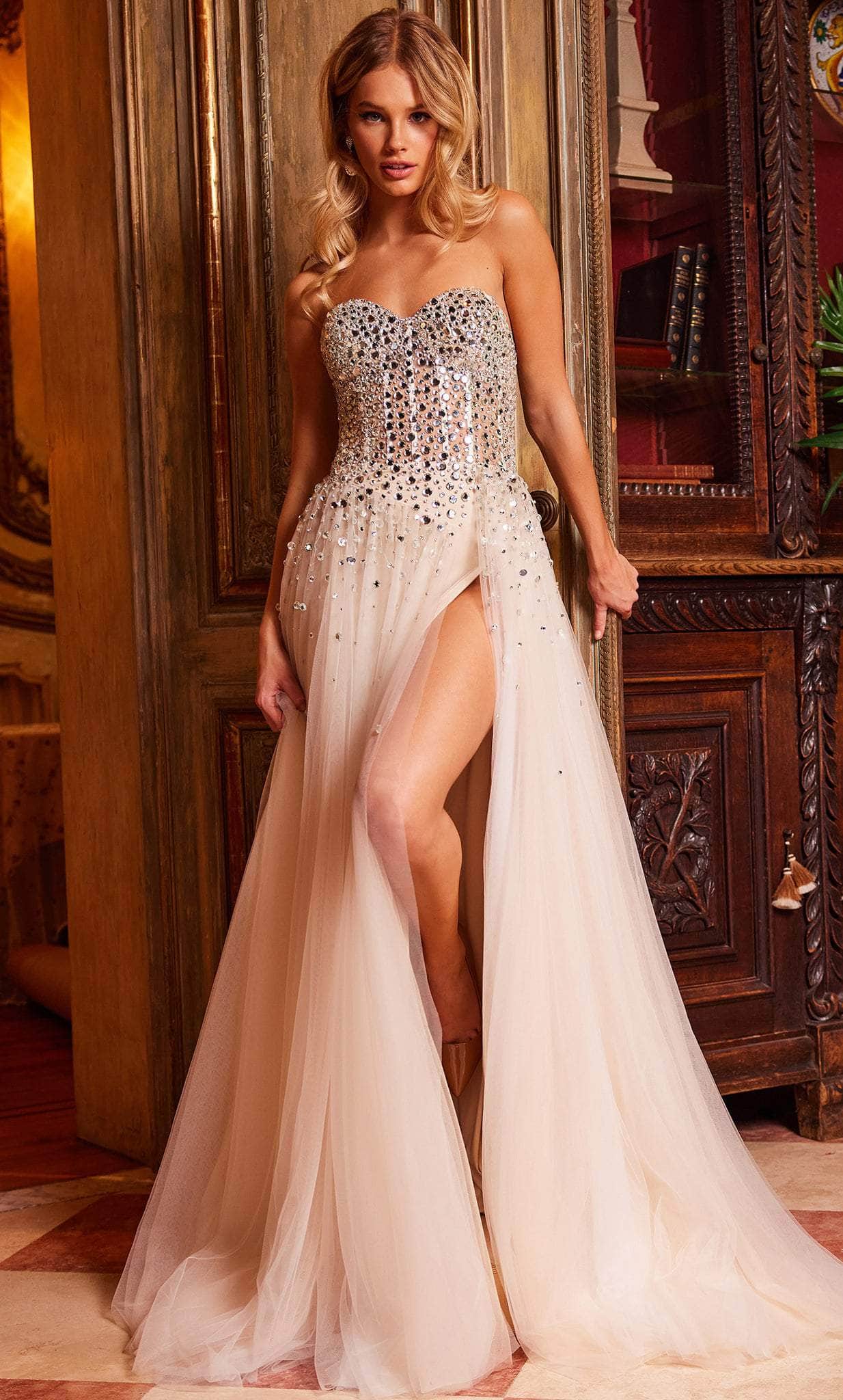 Image of Jovani 23712 - Beaded Corset Bodice Prom Gown