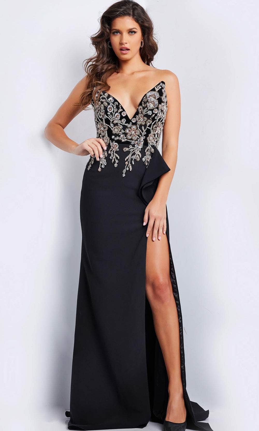 Image of Jovani 23938 - Floral Beaded Evening Gown