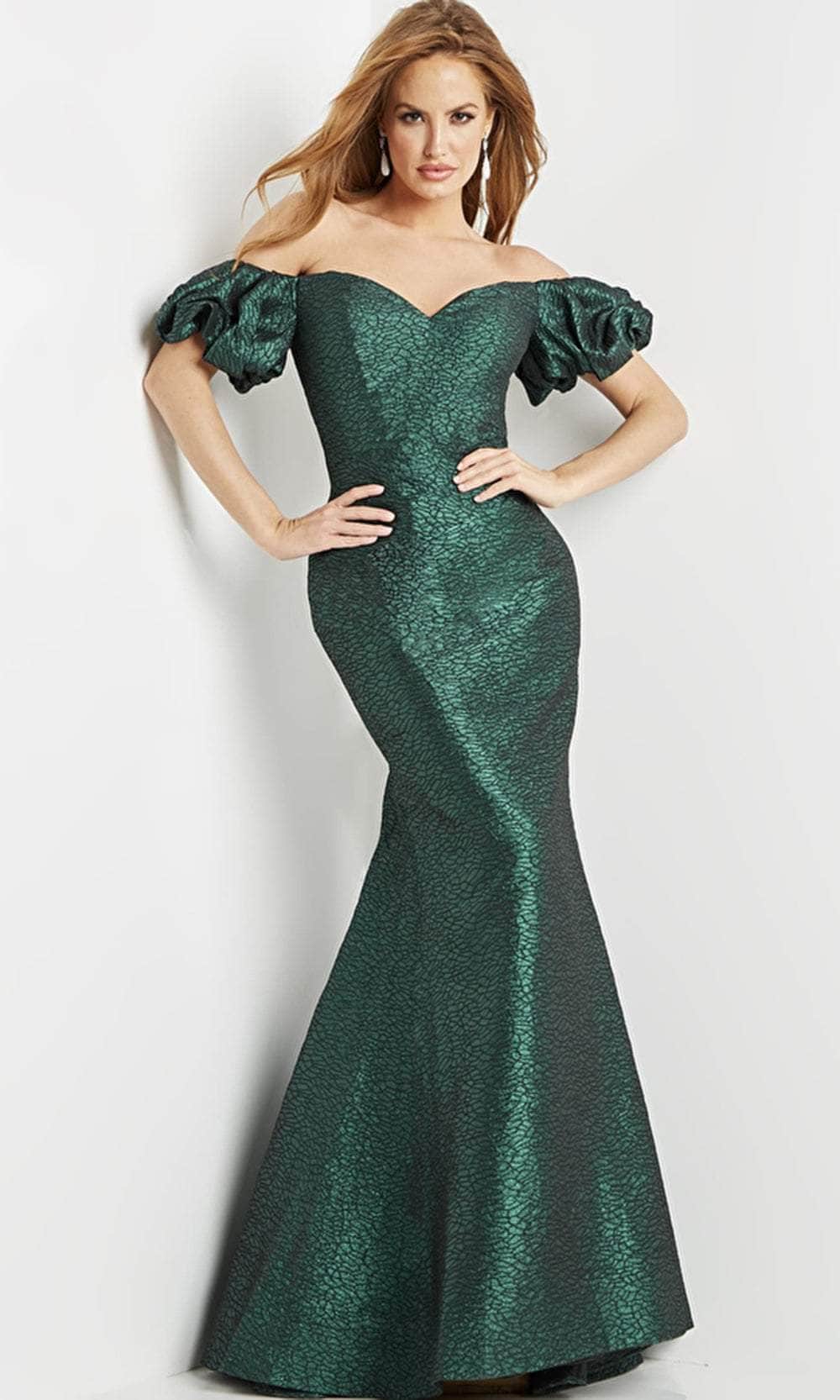 Image of Jovani 24044 - Puff Sleeve Off-Shoulder Evening Gown