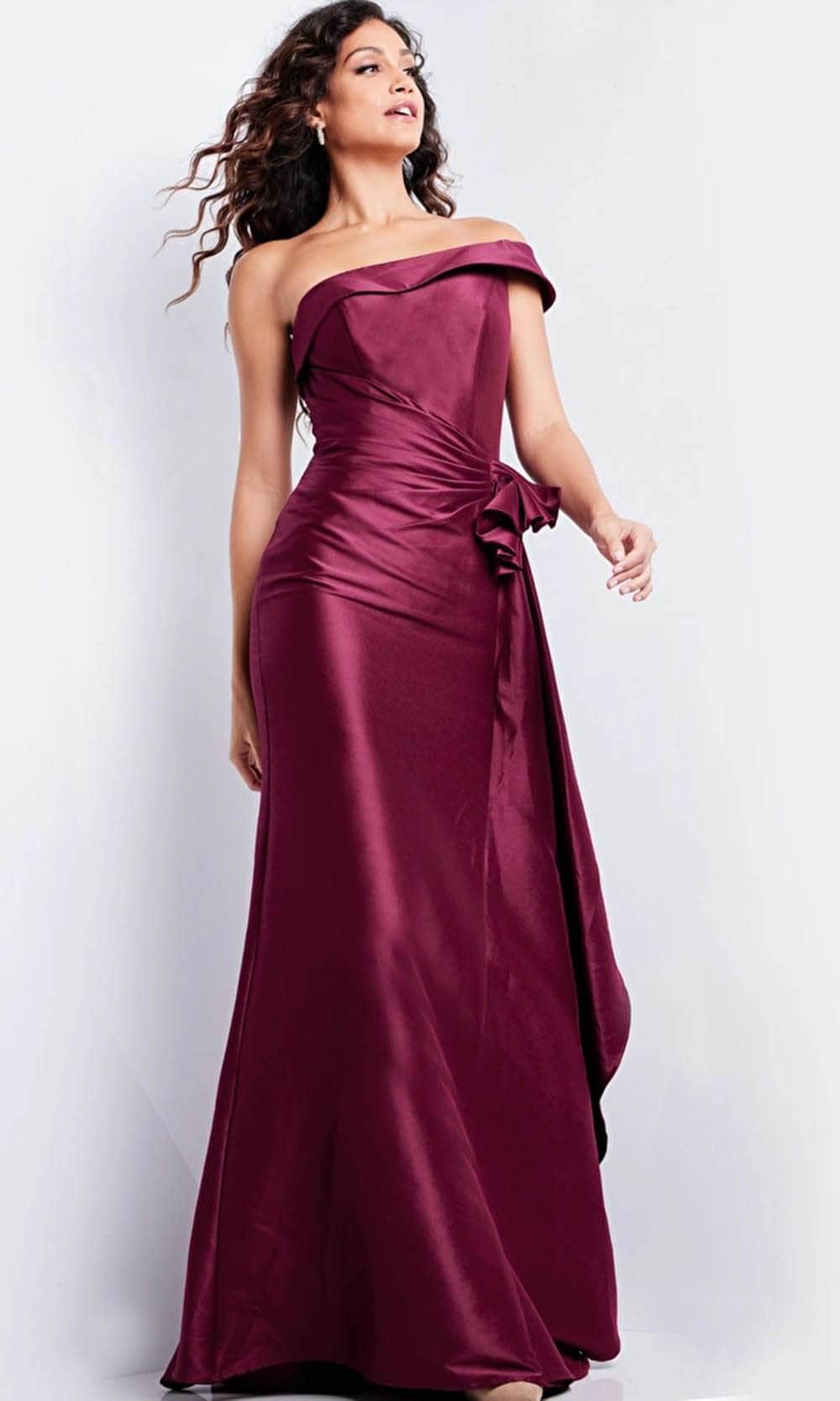 Image of Jovani 25831 - Straight Ruched Waist Evening Gown