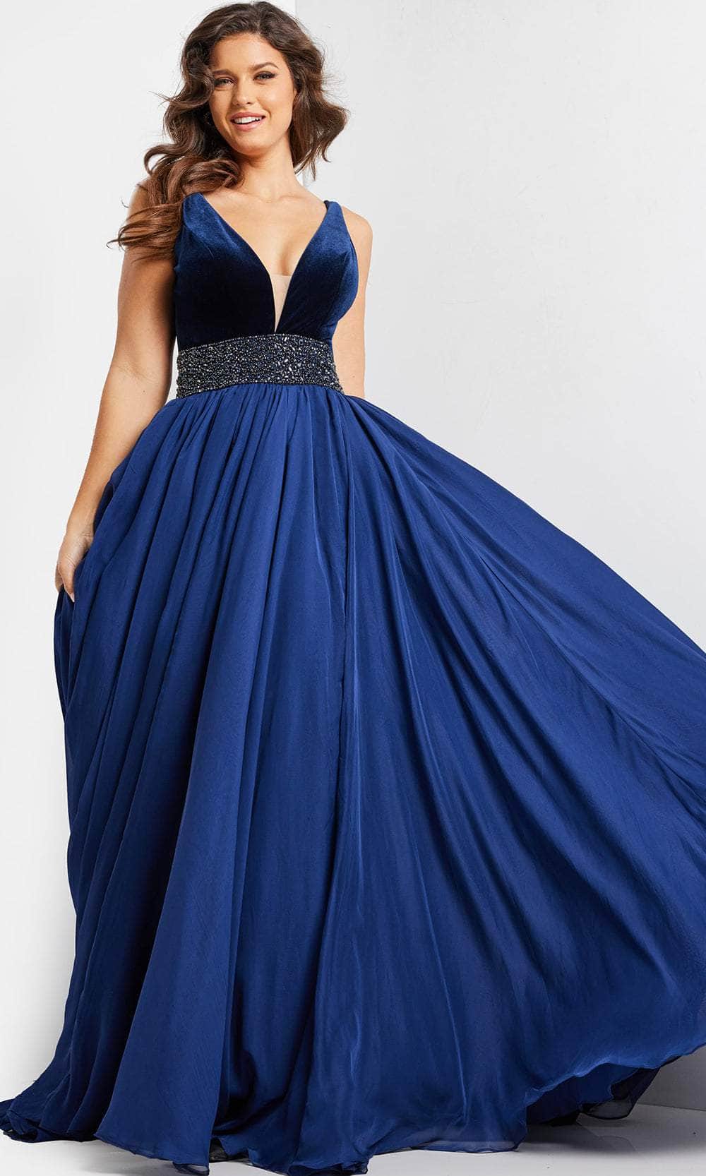 Image of Jovani 26201 - Embellished Waist A-Line Prom Dress
