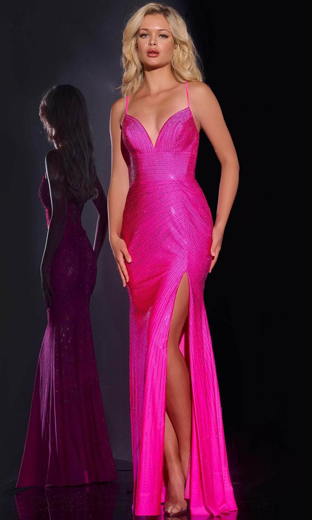 Image of Jovani 36403 - Beaded V-Neck Prom Dress