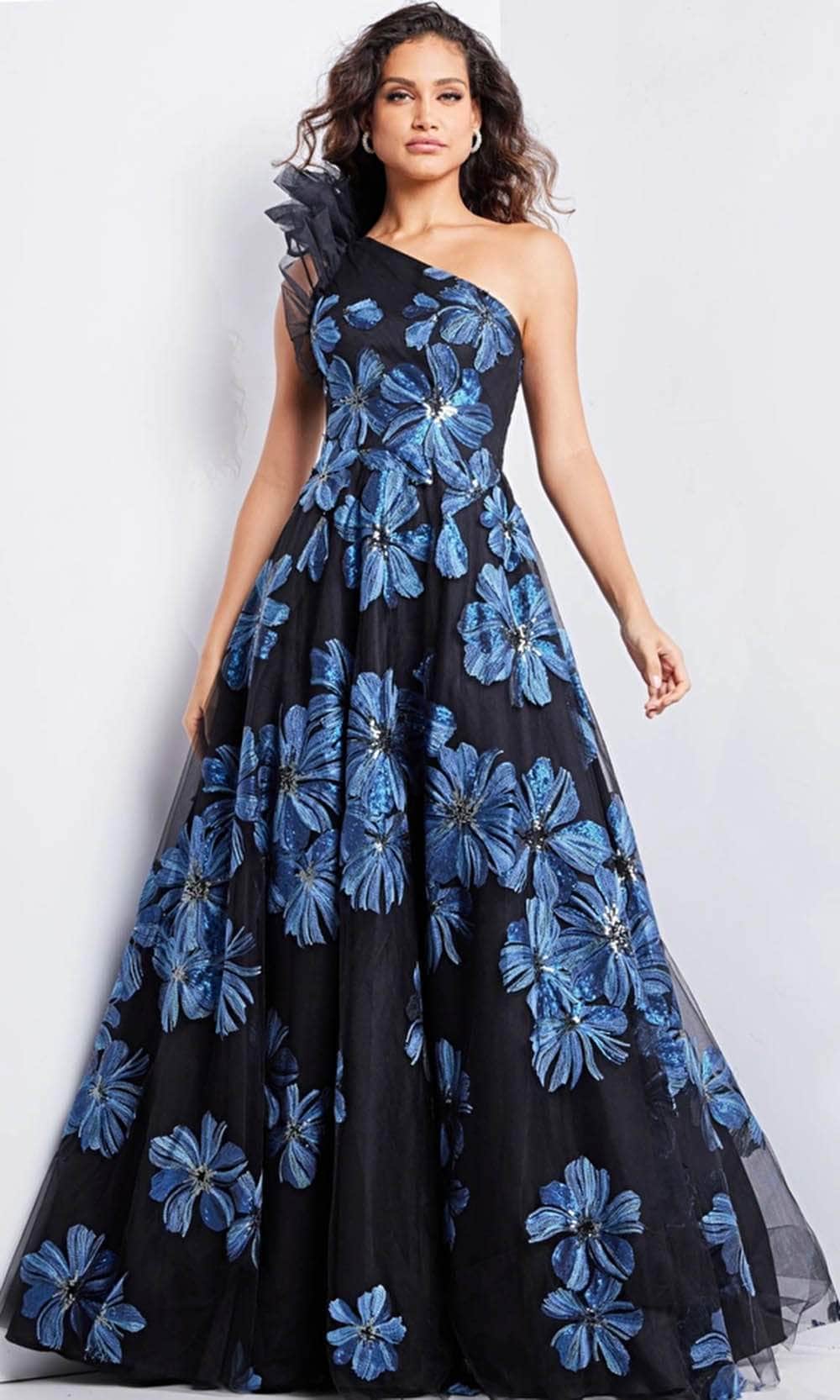 Image of Jovani 36717 - Floral A-Line Evening Gown