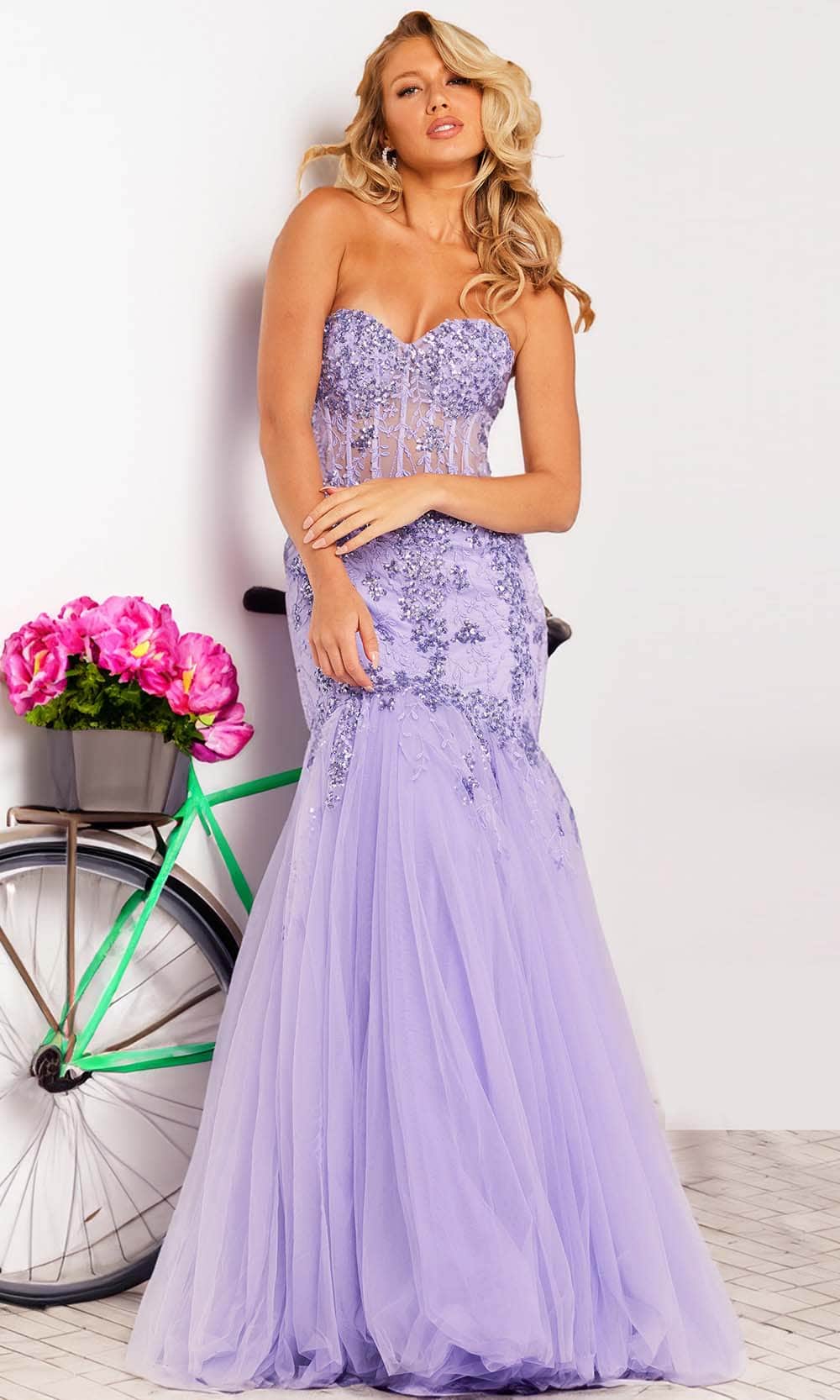 Image of Jovani 37249 - Embellished Mermaid Prom Dress