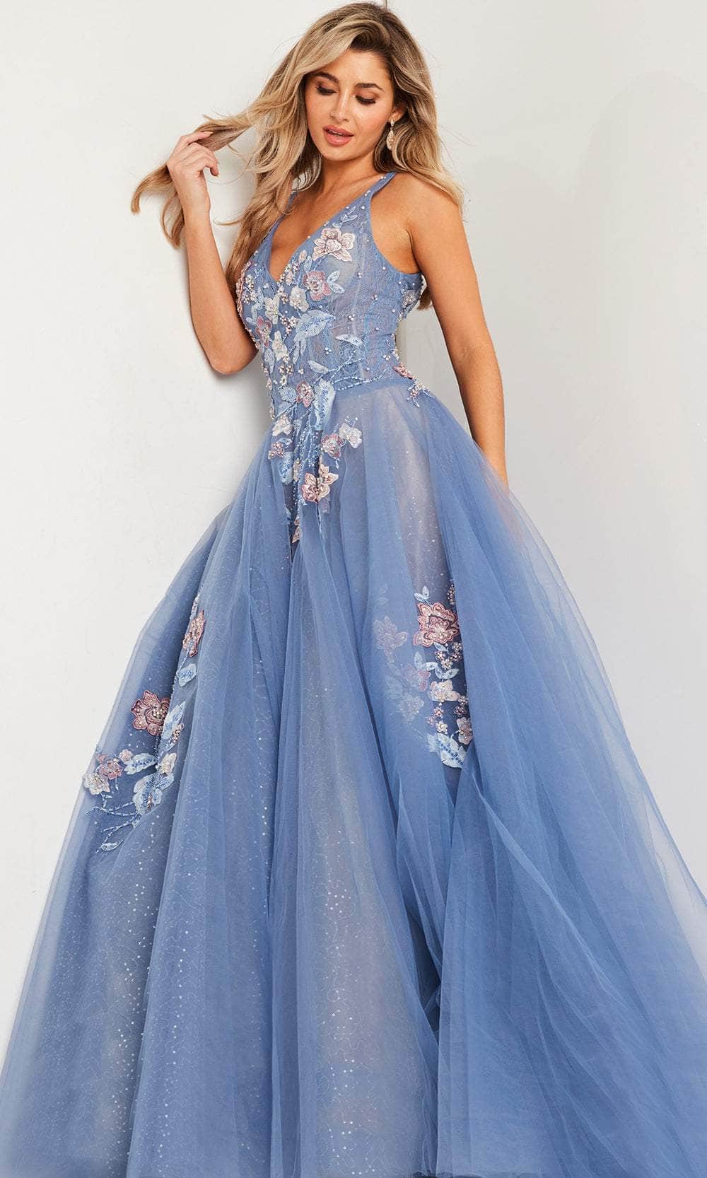 Image of Jovani 37468 - Floral Embroidered Ballgown