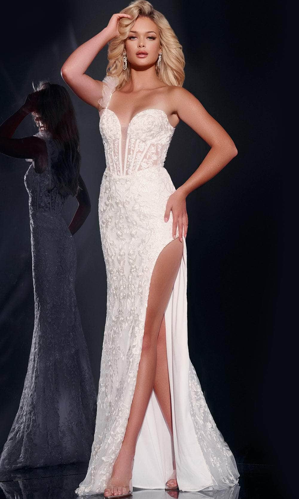 Image of Jovani 40425 - Lace Corset Prom Dress