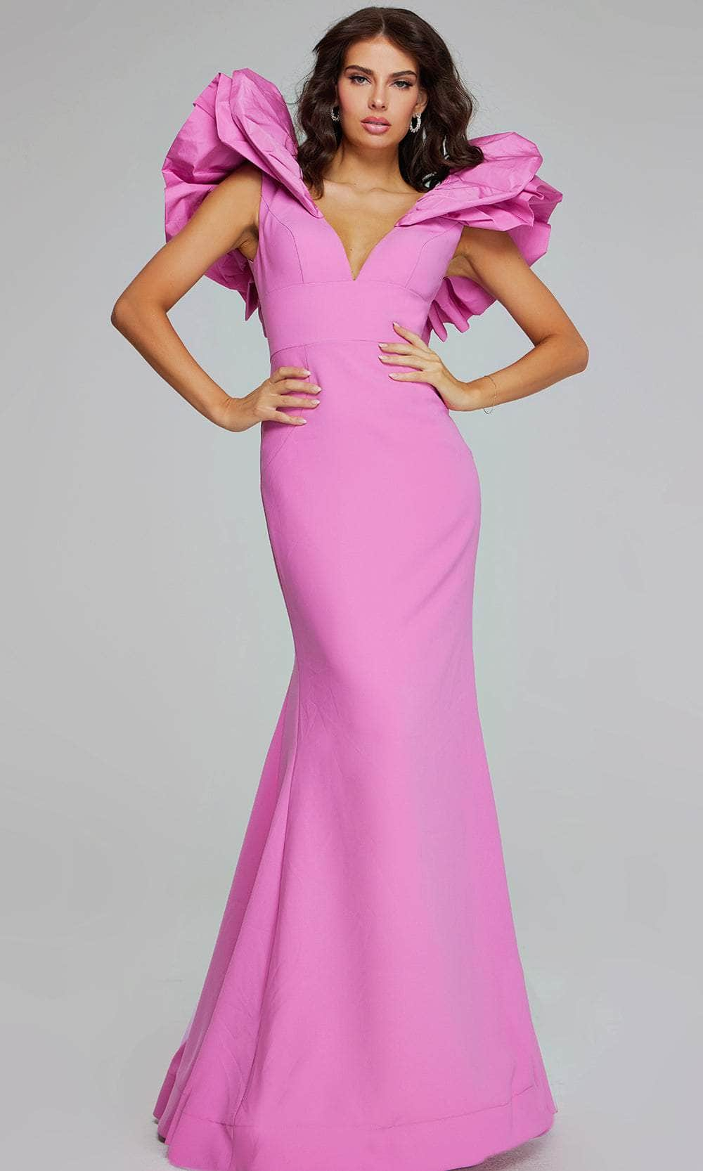 Image of Jovani 40663 - Ruffle Trimmed Evening Gown